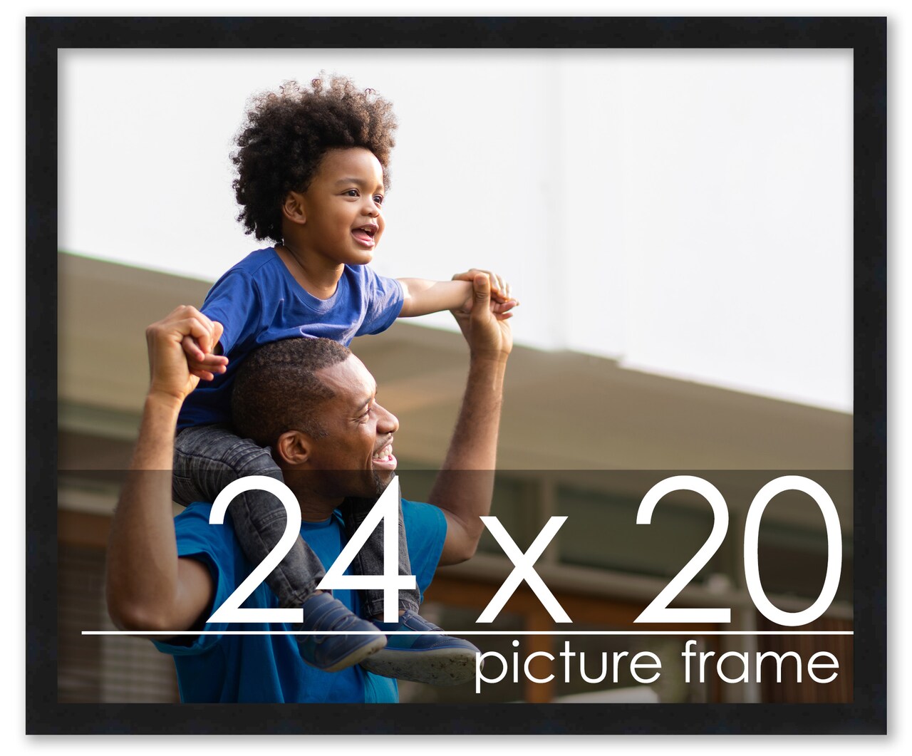 24x20 Modernist Black Picture Frame - UV Acrylic, Foam Board Backing, Hanging Hardware